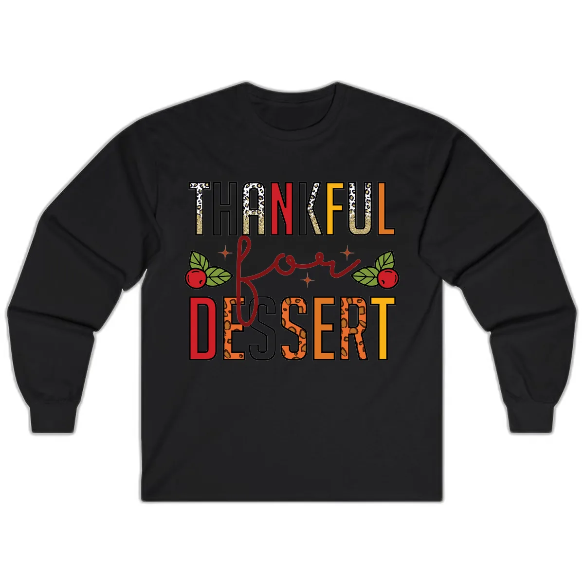Thankful For Dessert Leopard Print Long Sleeve in Black