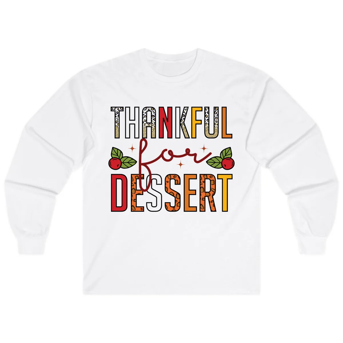 Thankful For Dessert Leopard Print Long Sleeve in White