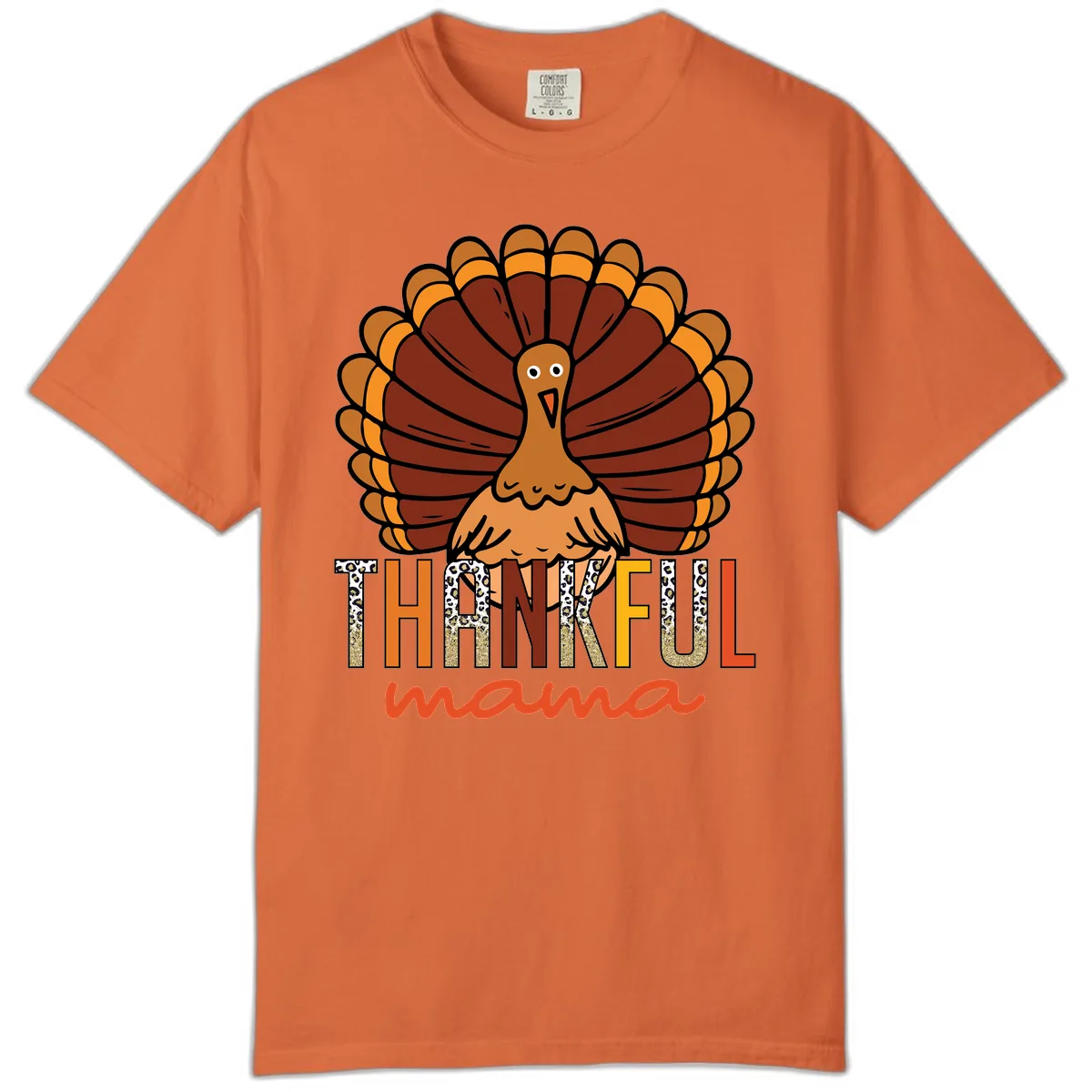 Thankful Mama Turkey Design Comfort Color in Burnt Orange