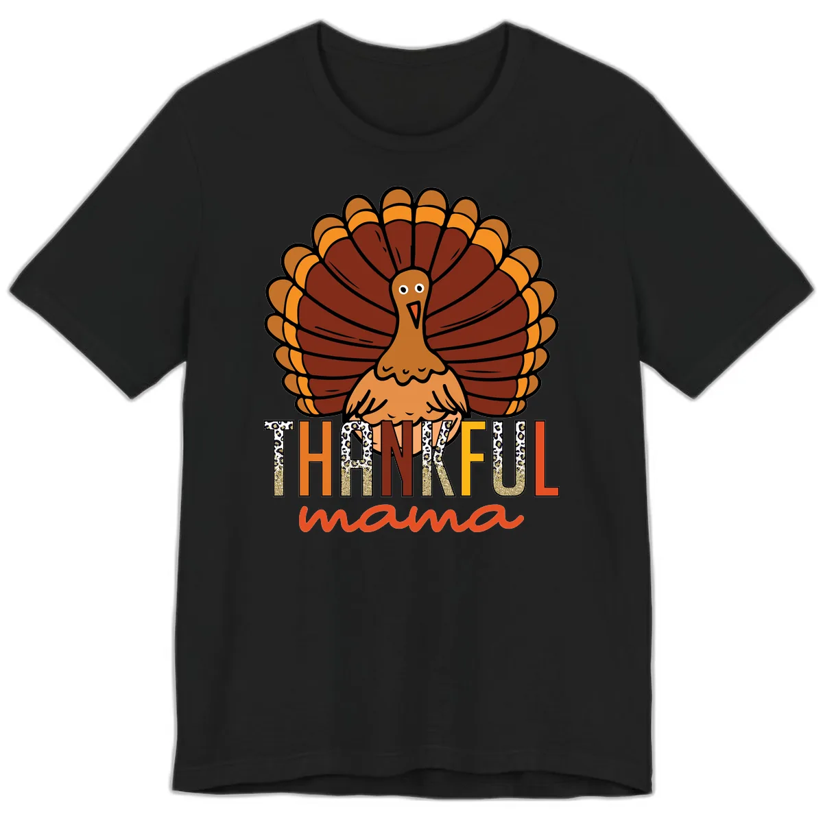 Thankful Mama Turkey Design Premium T-Shirt in Black