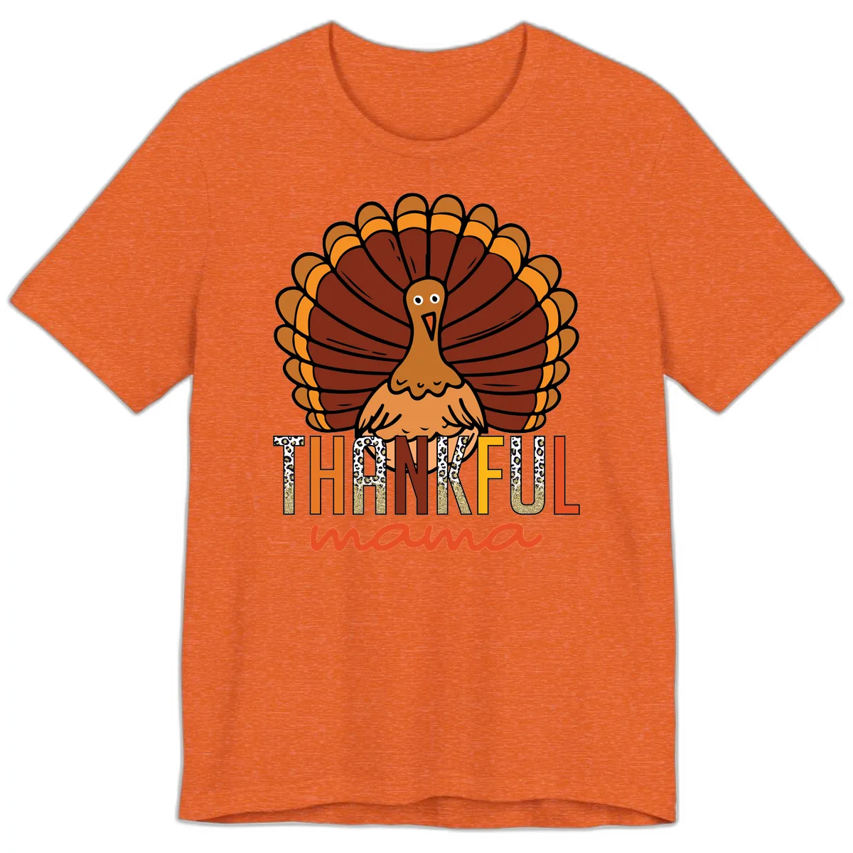 Thankful Mama Turkey Design Premium T-Shirt in Heather Orange