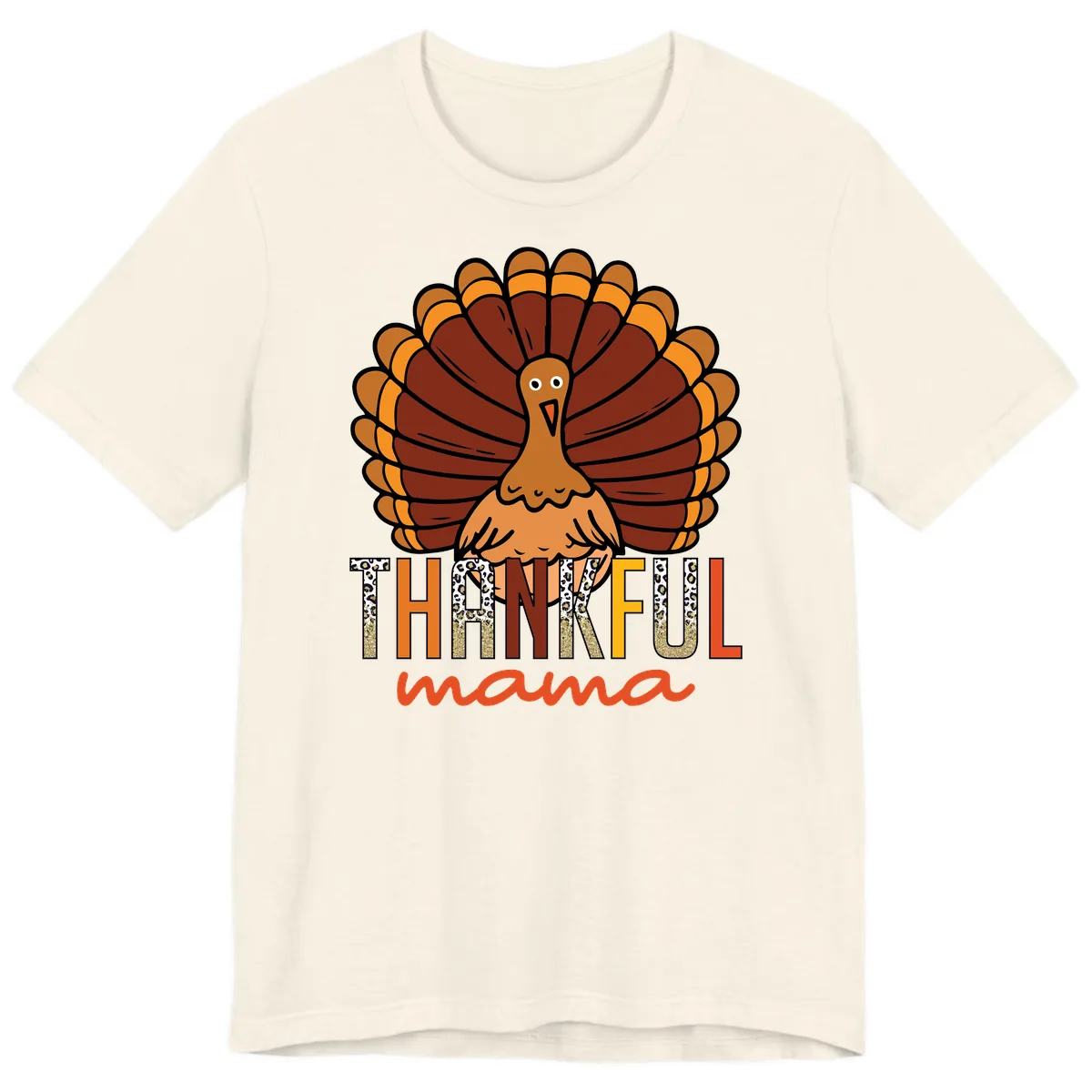 Thankful Mama Turkey Design Premium T-Shirt in Natural