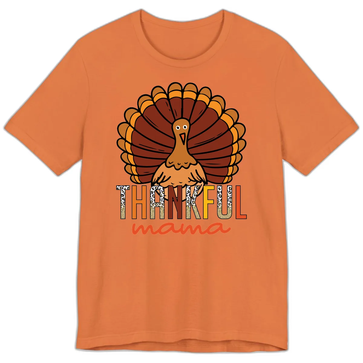 Thankful Mama Turkey Design Premium T-Shirt in Burnt Orange