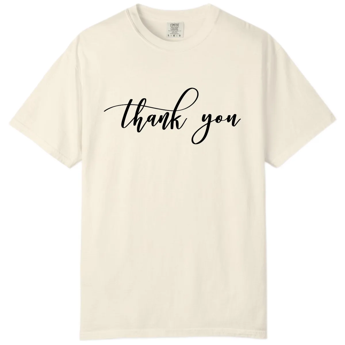 Elegant Handwritten Thank You Script Comfort Color in Ivory