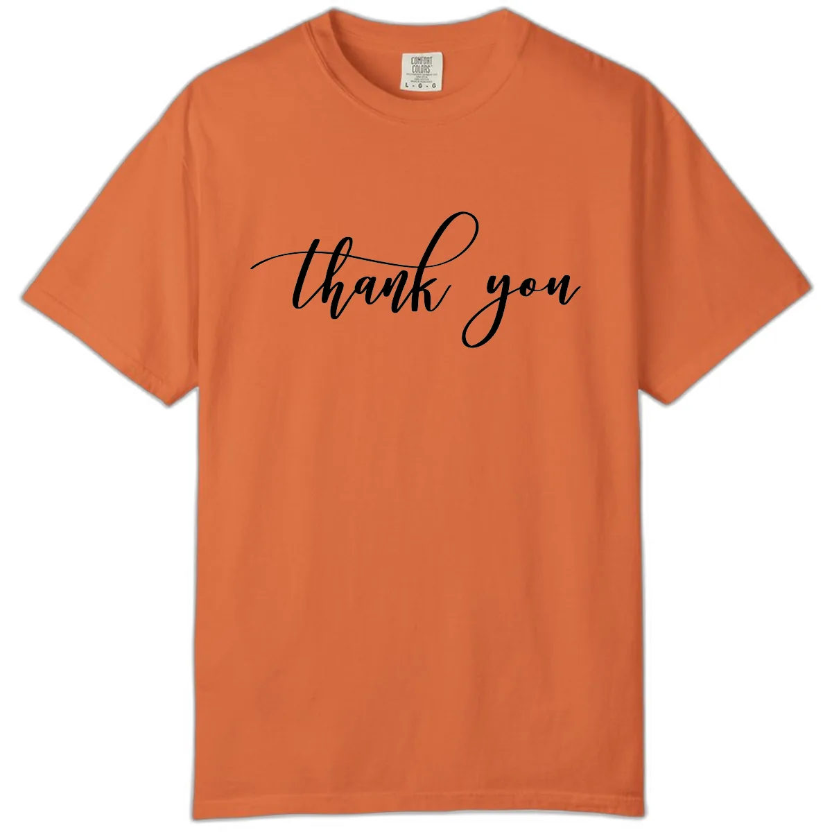 Elegant Handwritten Thank You Script Comfort Color in Burnt Orange