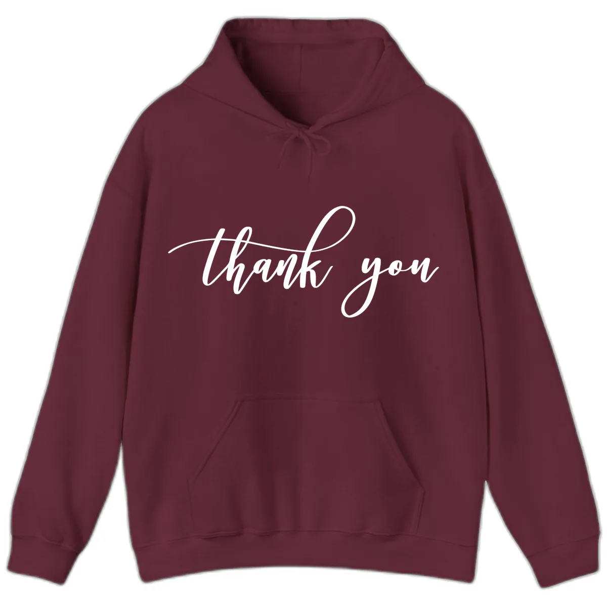 Elegant Handwritten Thank You Script Hoodie in Maroon