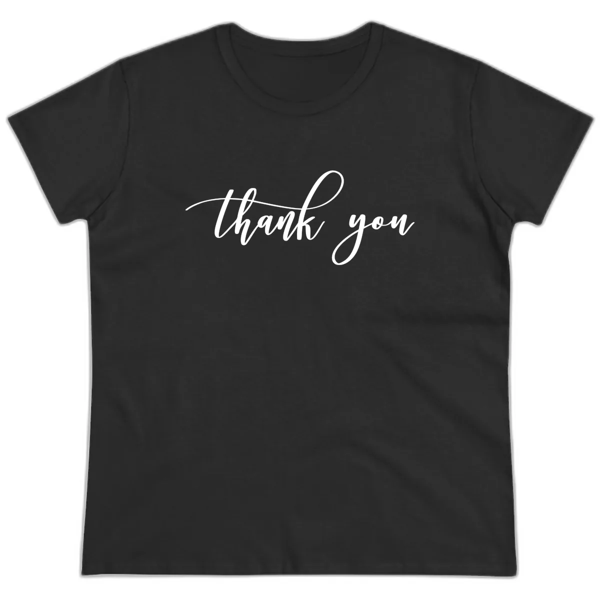 Elegant Handwritten Thank You Script Ladies Tee in Black