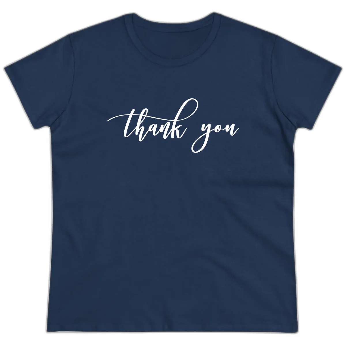 Elegant Handwritten Thank You Script Ladies Tee in Navy