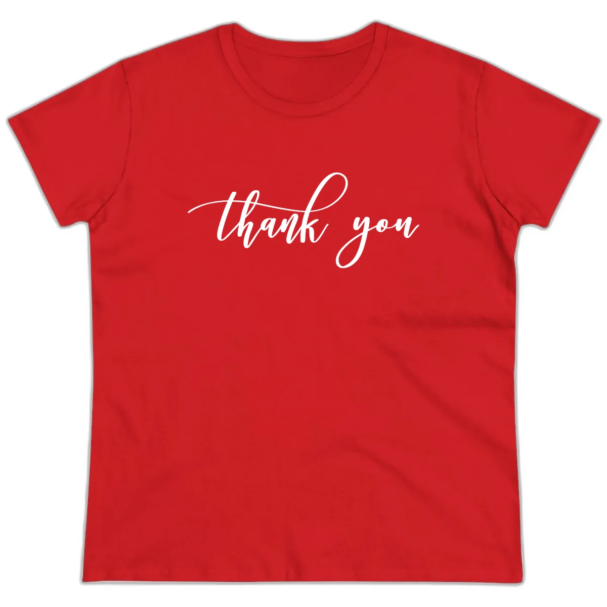 Elegant Handwritten Thank You Script Ladies Tee in Red
