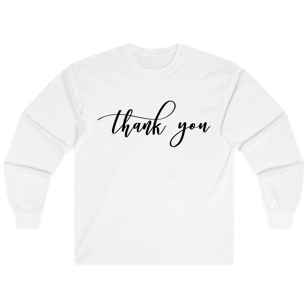 Elegant Handwritten Thank You Script Long Sleeve in White
