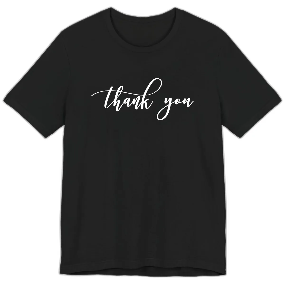 Elegant Handwritten Thank You Script Premium T-Shirt in Black