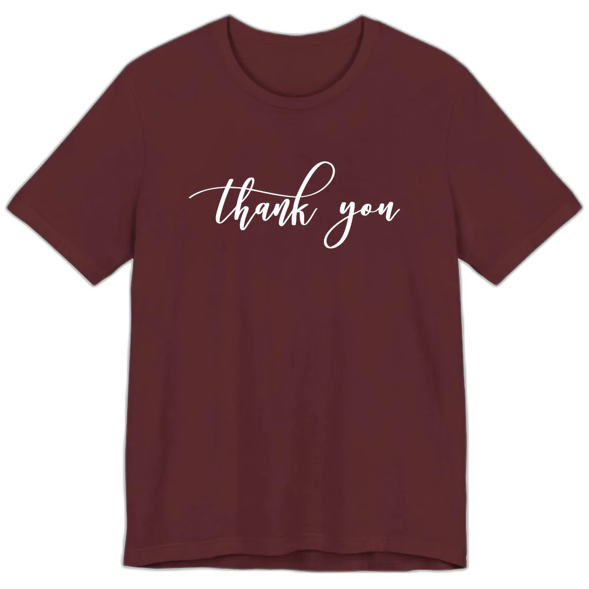Elegant Handwritten Thank You Script Premium T-Shirt in Maroon