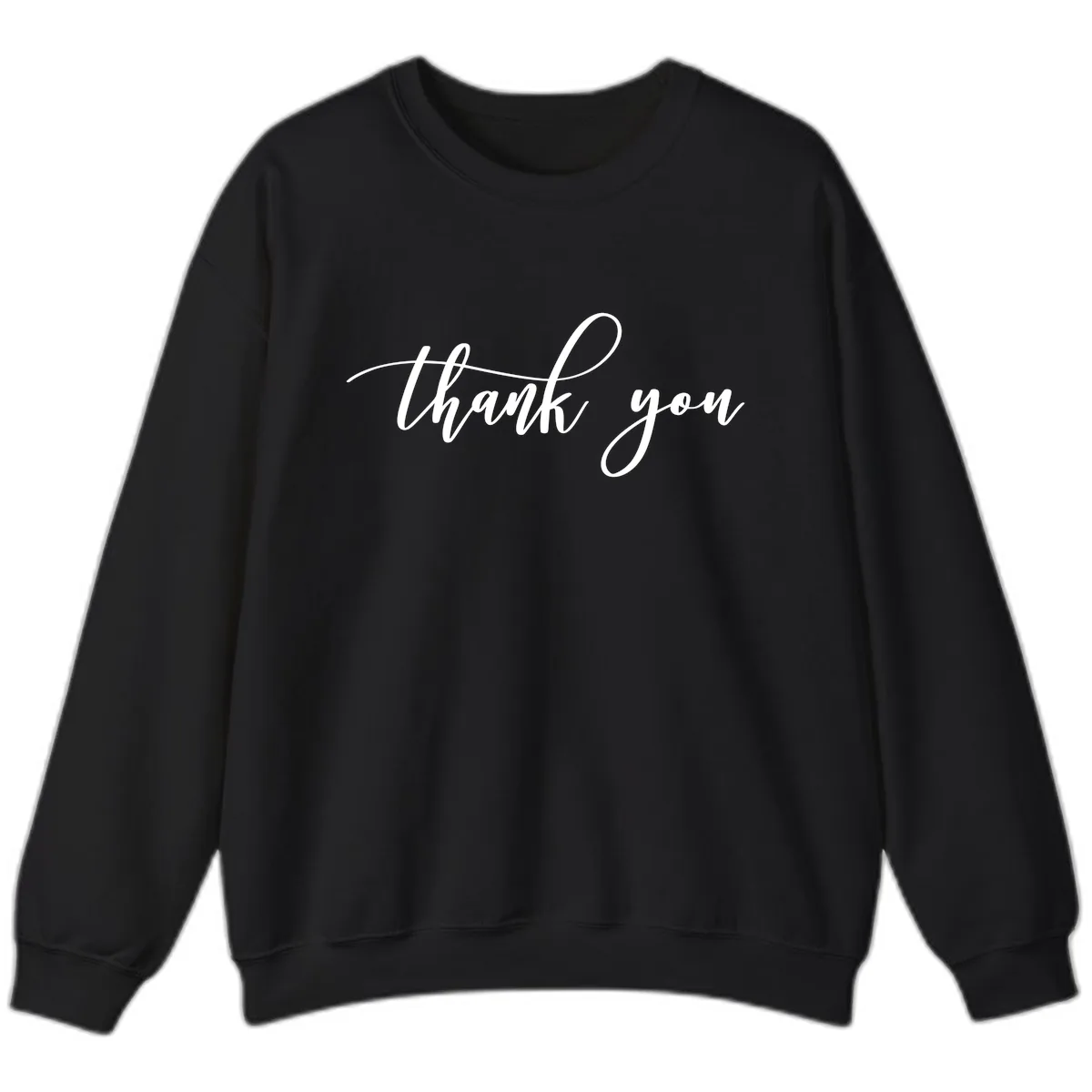 Elegant Handwritten Thank You Script Sweatshirt in Black