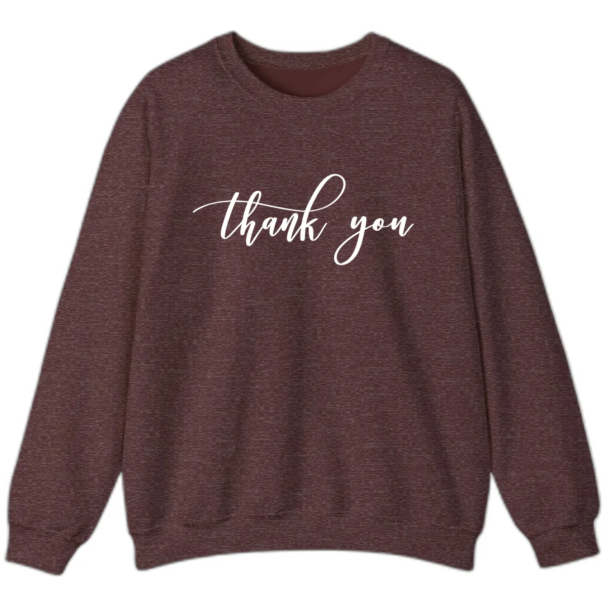 Elegant Handwritten Thank You Script Sweatshirt in Heather Sport Dark Maroon