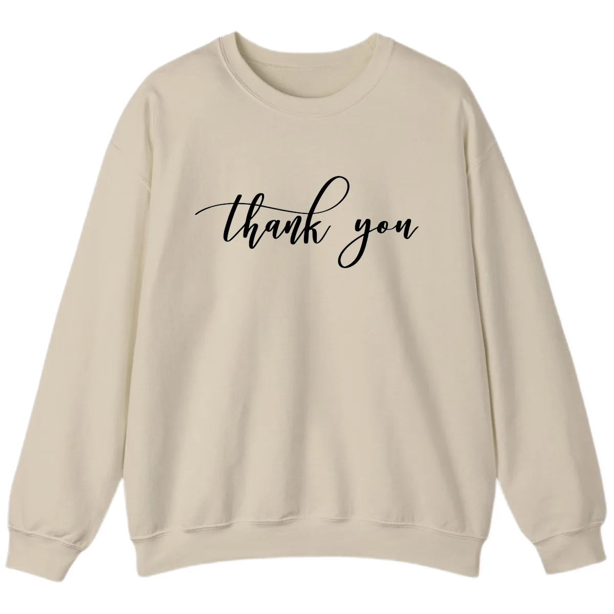 Elegant Handwritten Thank You Script Sweatshirt in Sand