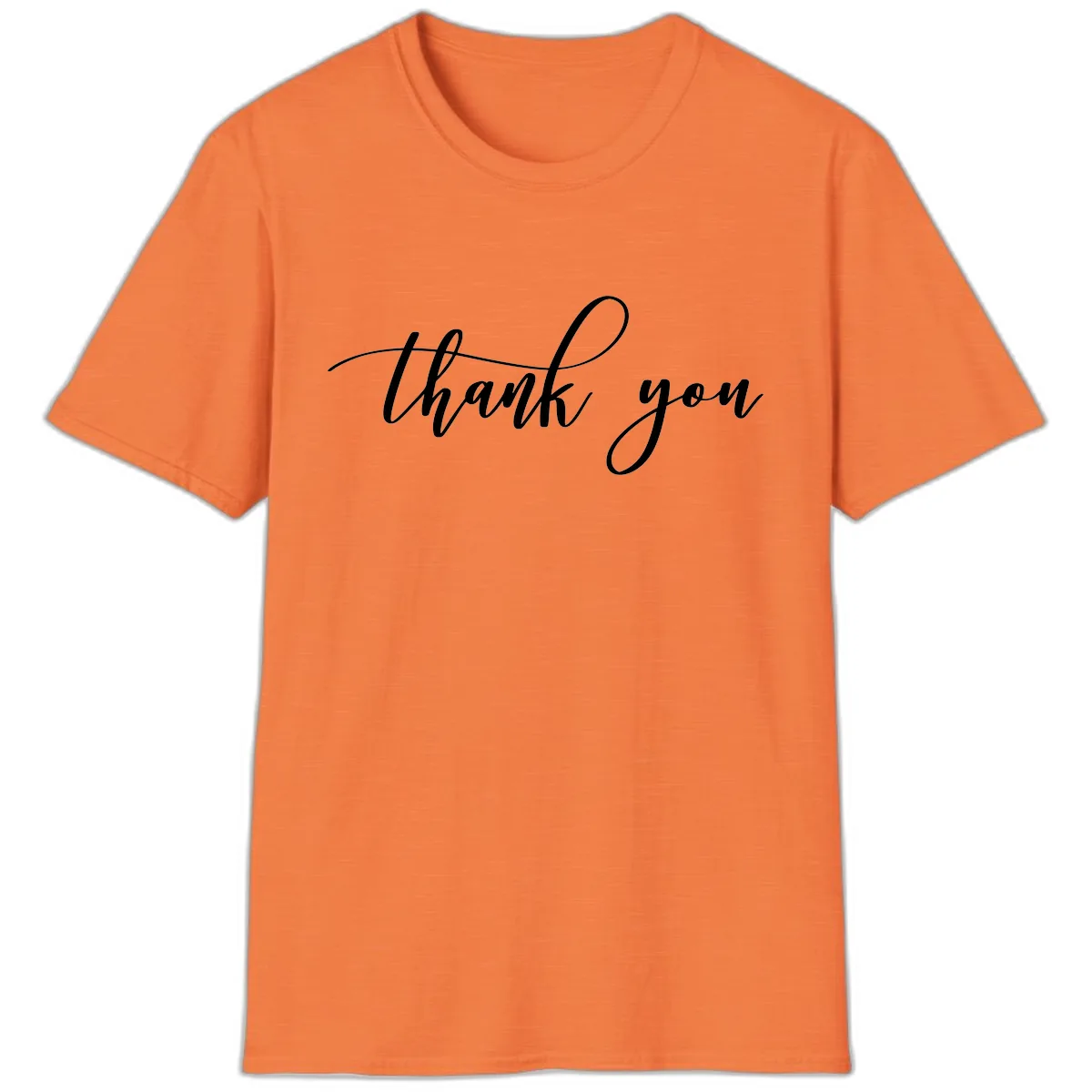 Elegant Handwritten Thank You Script T-Shirt in Heather Orange