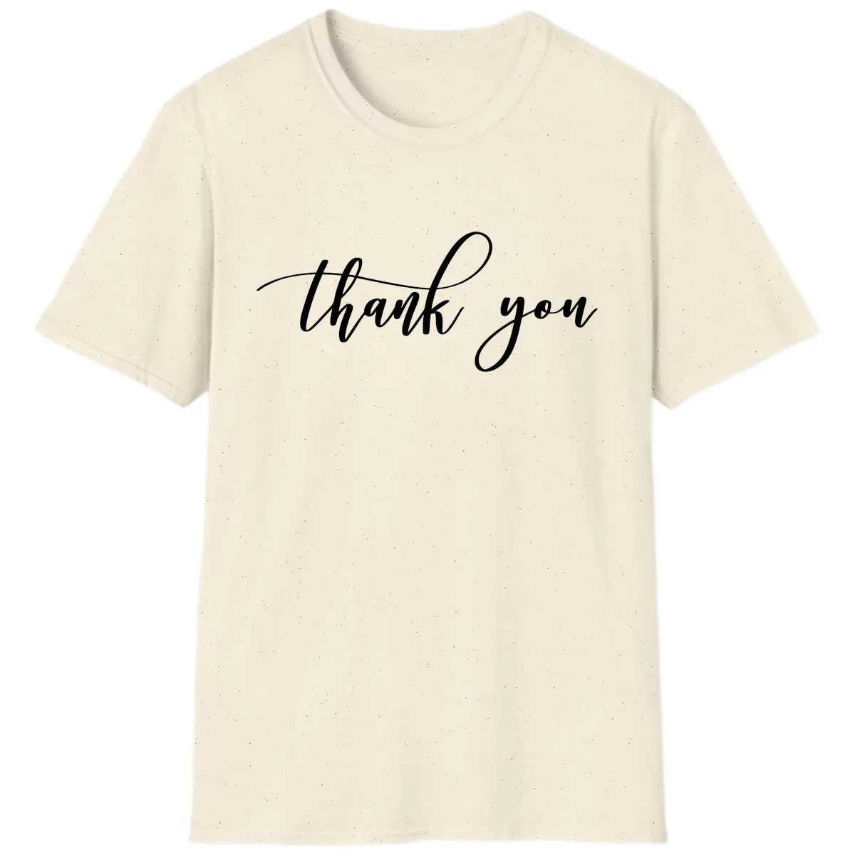 Elegant Handwritten Thank You Script T-Shirt in Natural