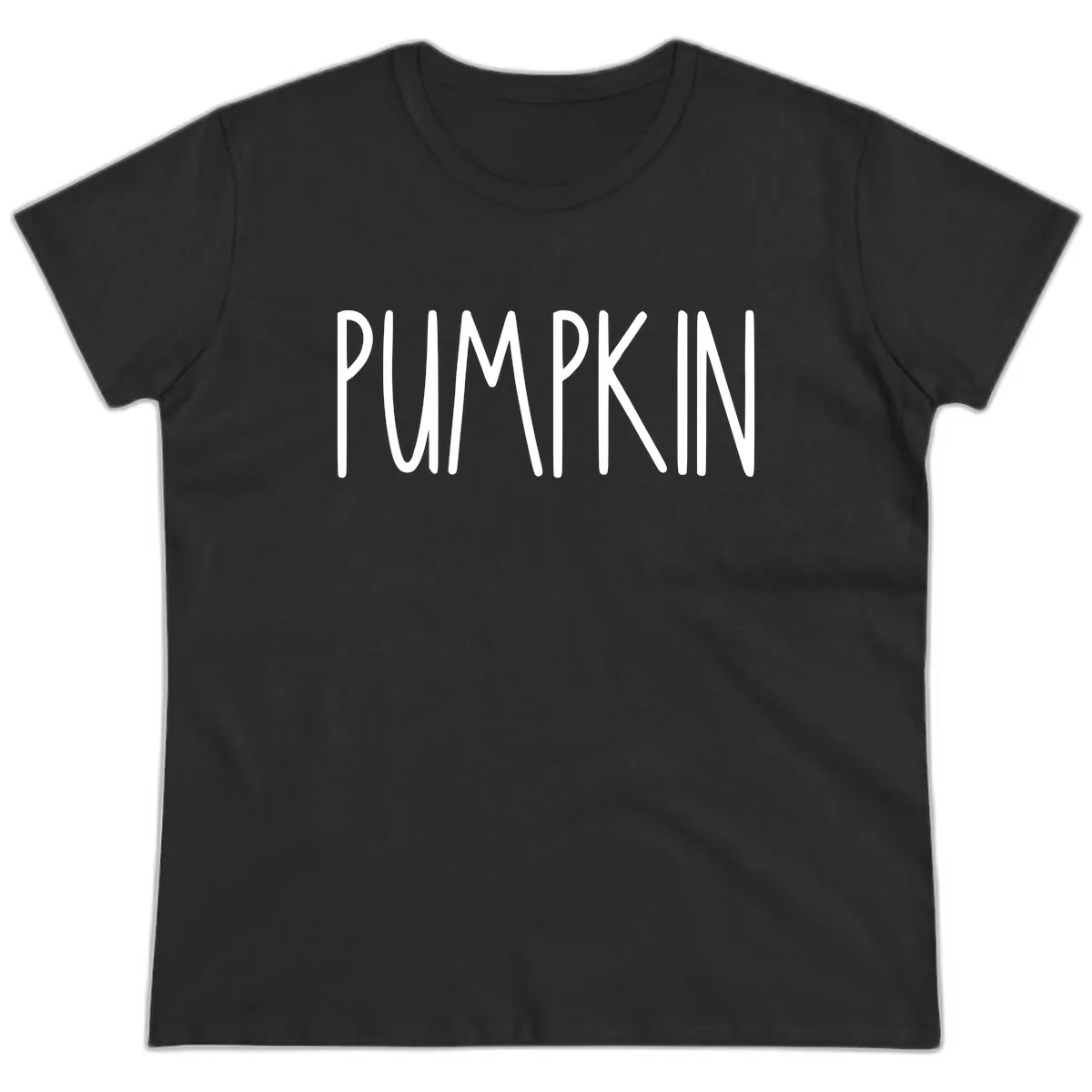Pumpkin Patch Text Design Ladies Tee in Black