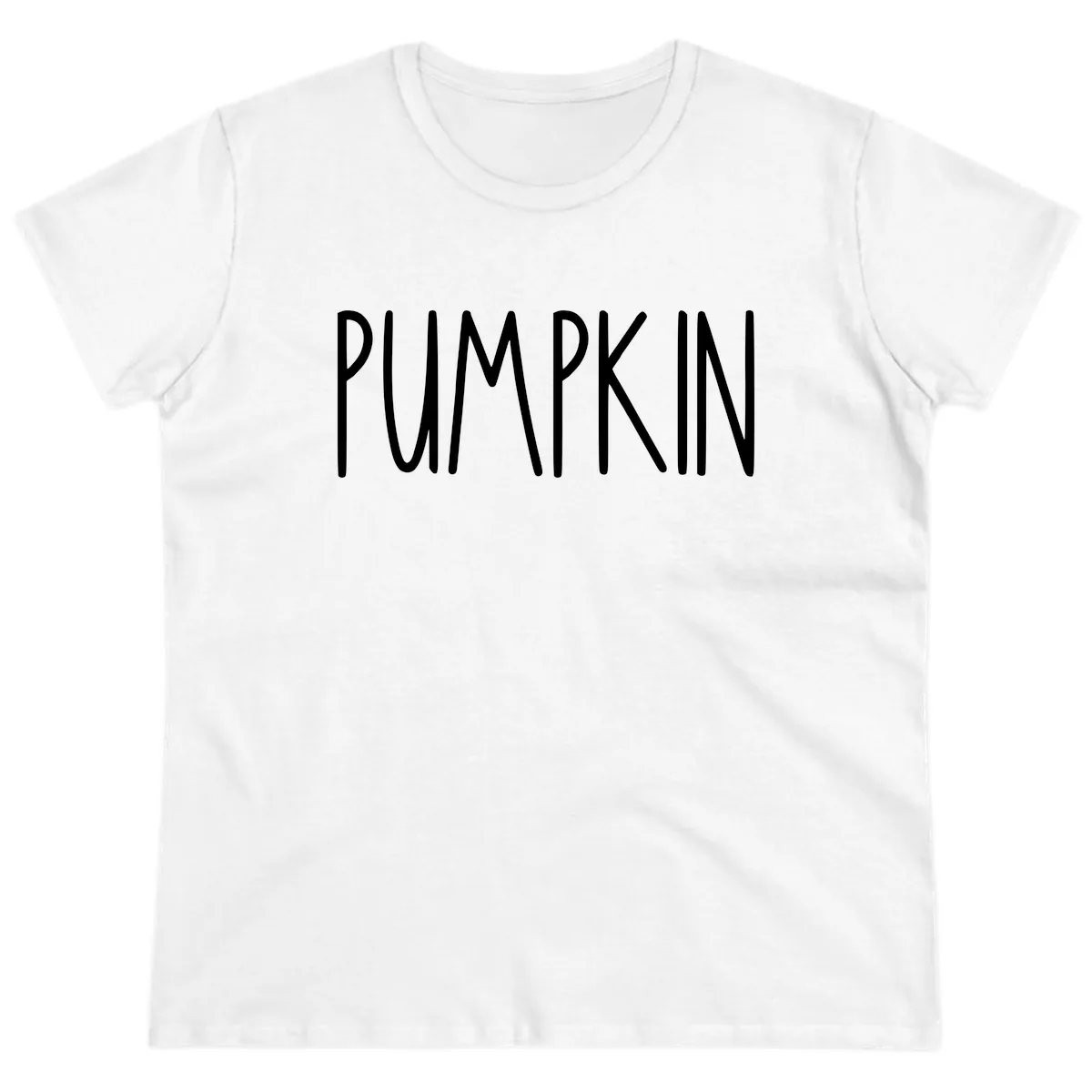 Pumpkin Patch Text Design Ladies Tee in White
