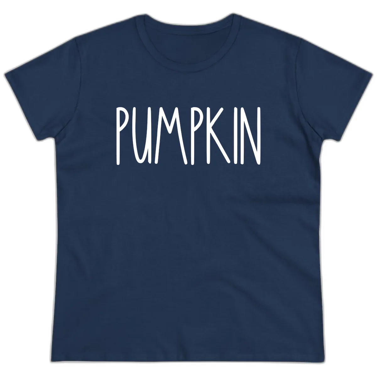 Pumpkin Patch Text Design Ladies Tee in Navy