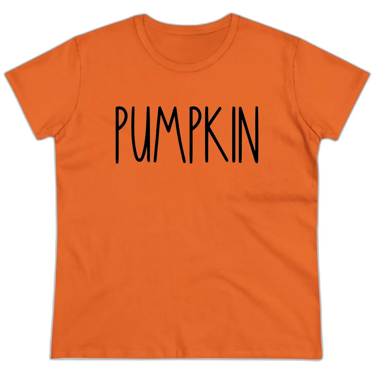 Pumpkin Patch Text Design Ladies Tee in Orange