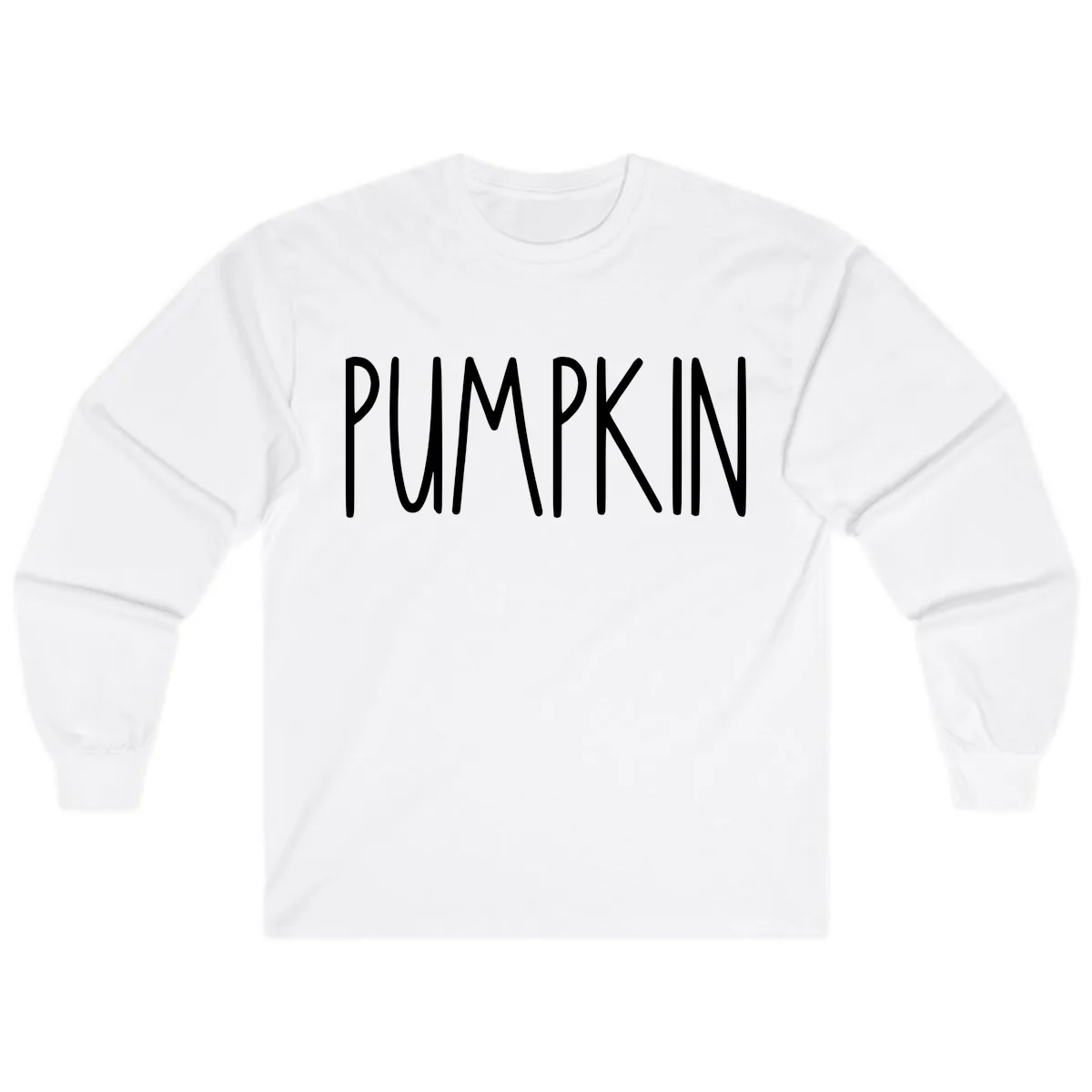 Pumpkin Patch Text Design Long Sleeve in White