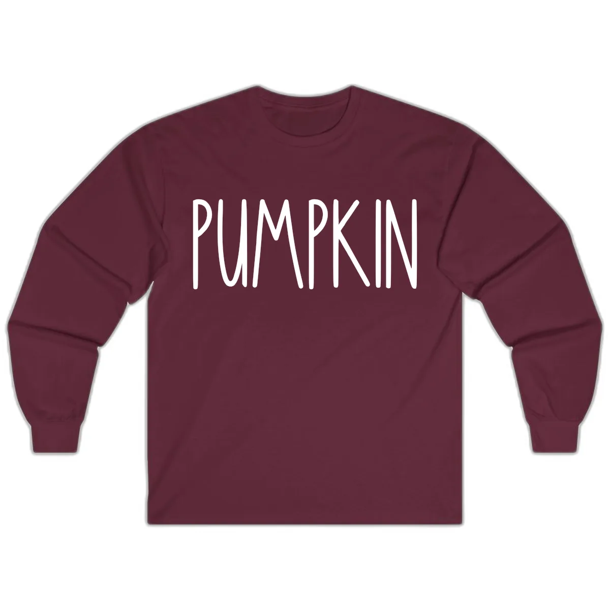 Pumpkin Patch Text Design Long Sleeve in Maroon