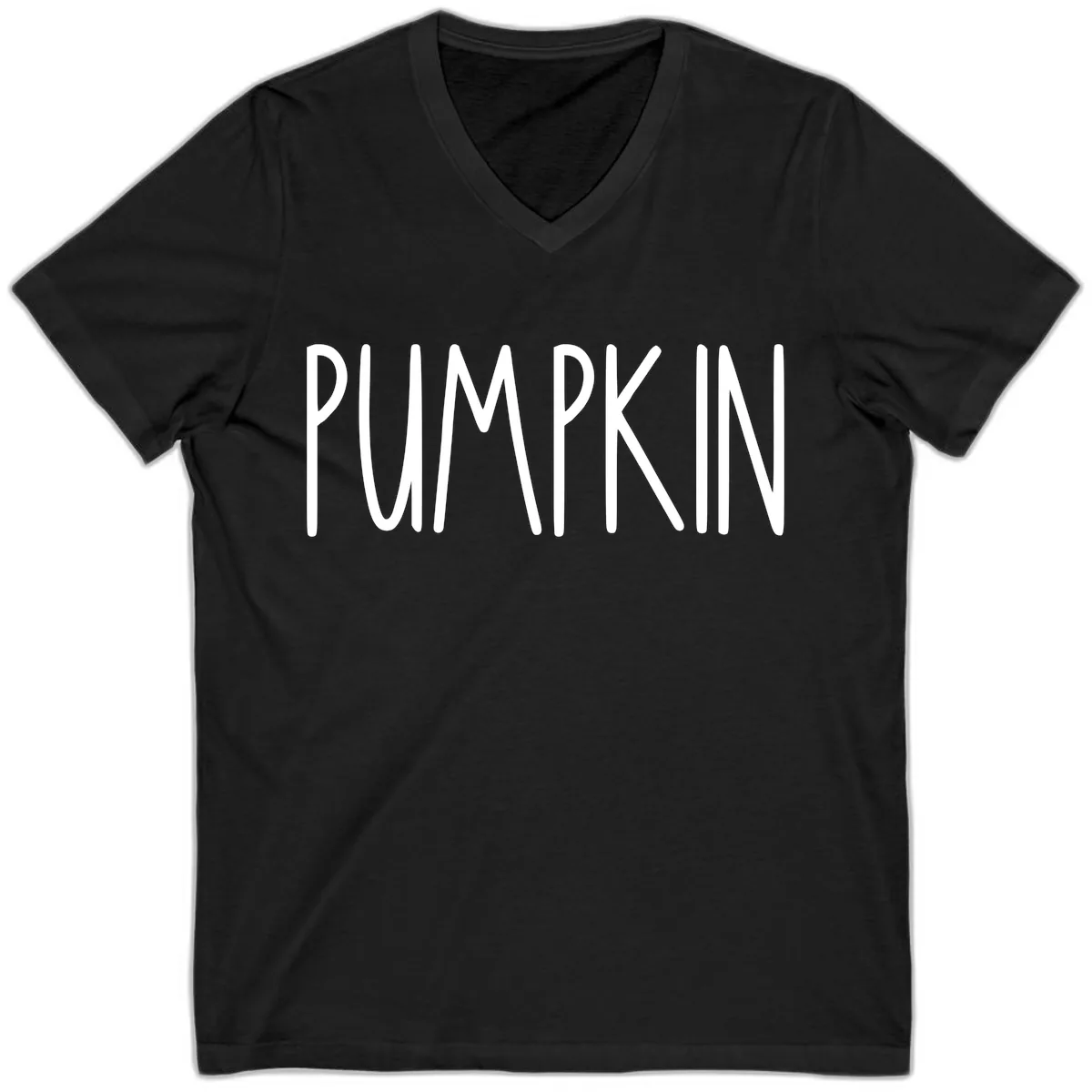 Pumpkin Patch Text Design V-Neck in Black