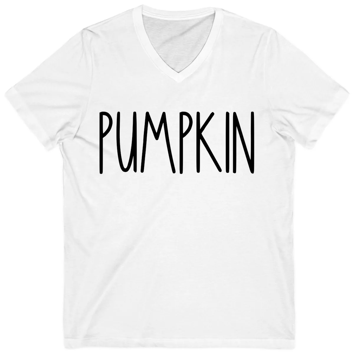 Pumpkin Patch Text Design V-Neck in White