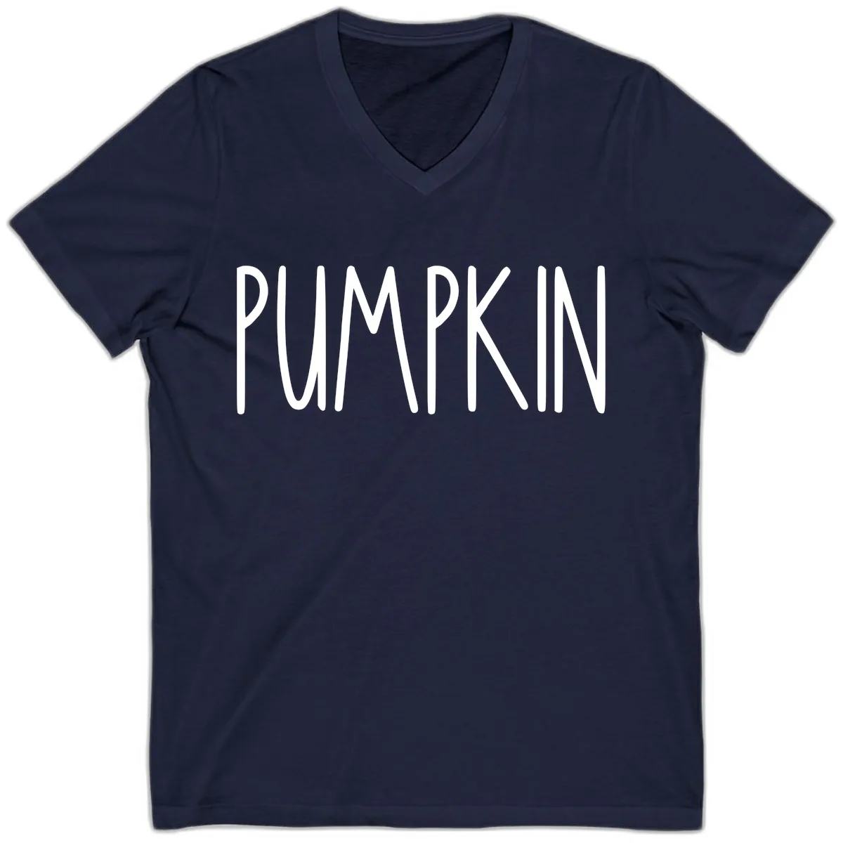 Pumpkin Patch Text Design V-Neck in Navy