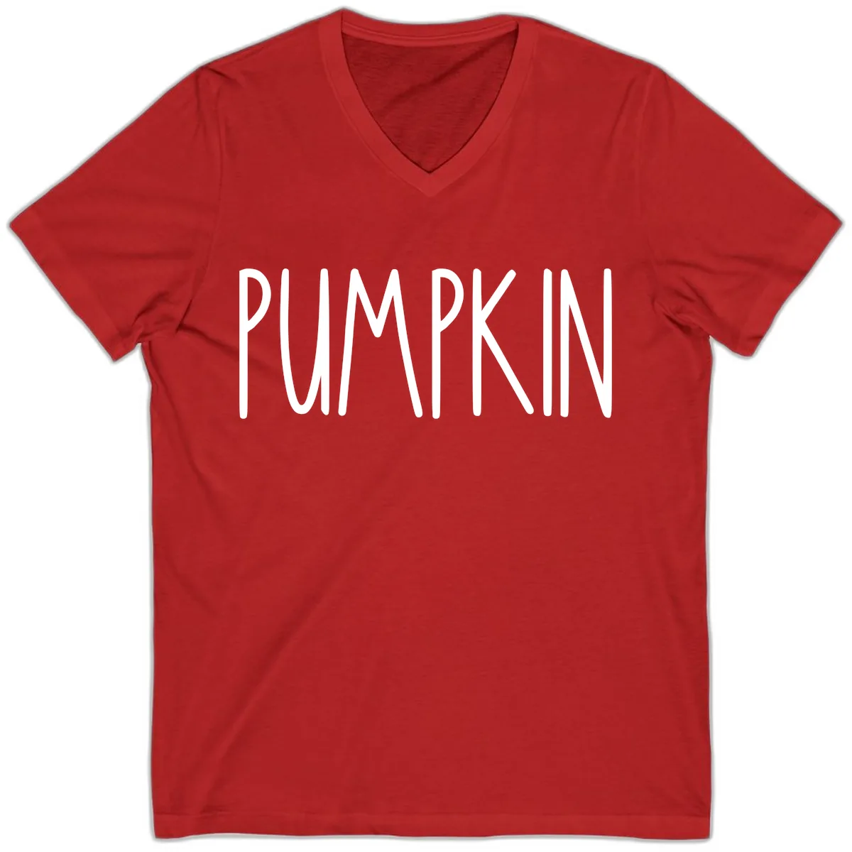 Pumpkin Patch Text Design V-Neck in Red