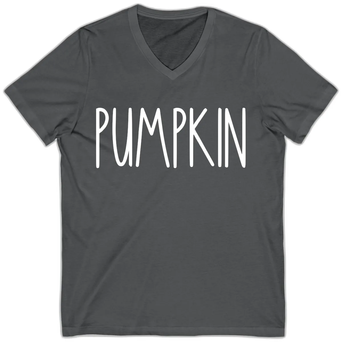 Pumpkin Patch Text Design V-Neck in Asphalt