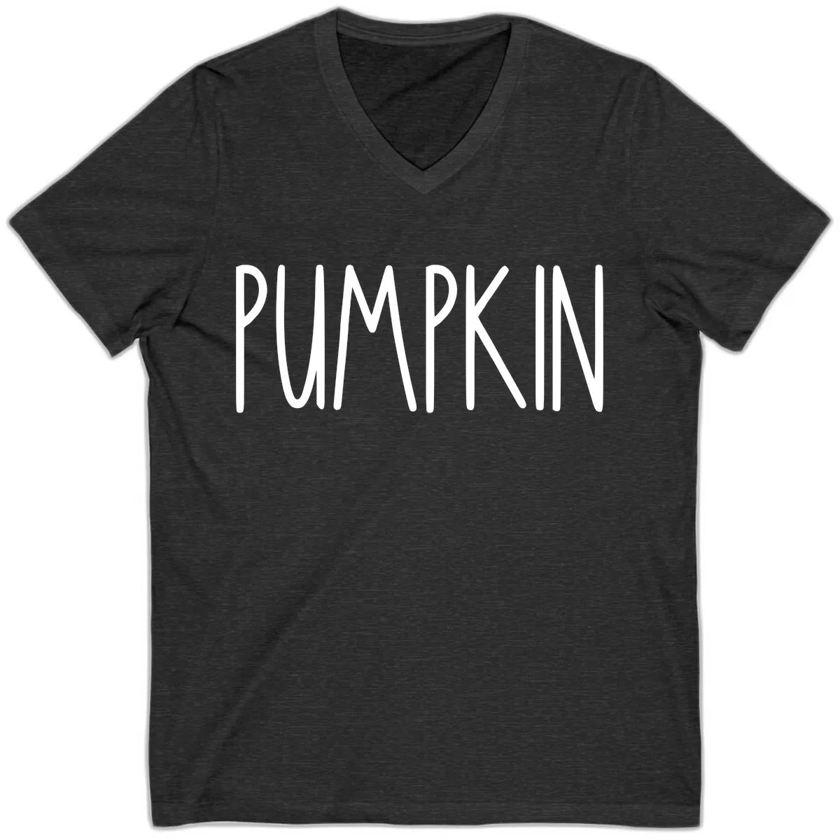 Pumpkin Patch Text Design V-Neck in Dark Grey Heather