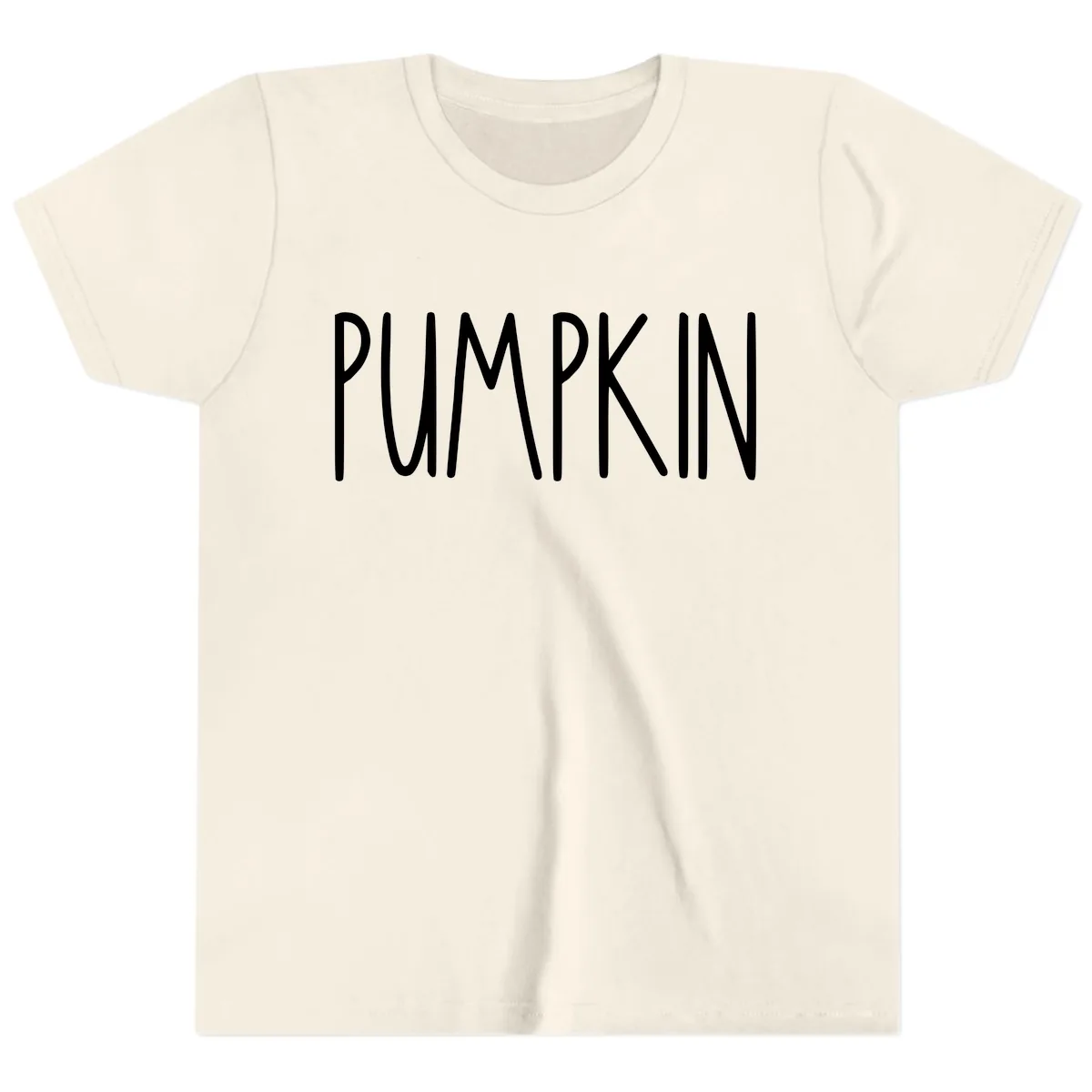 Pumpkin Patch Text Design Youth T-Shirt in Natural