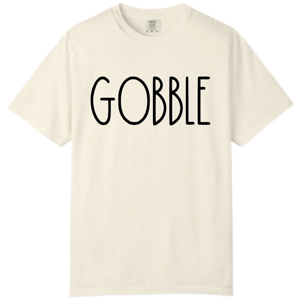 Gobble Funny Thanksgiving Word Comfort Color in Ivory