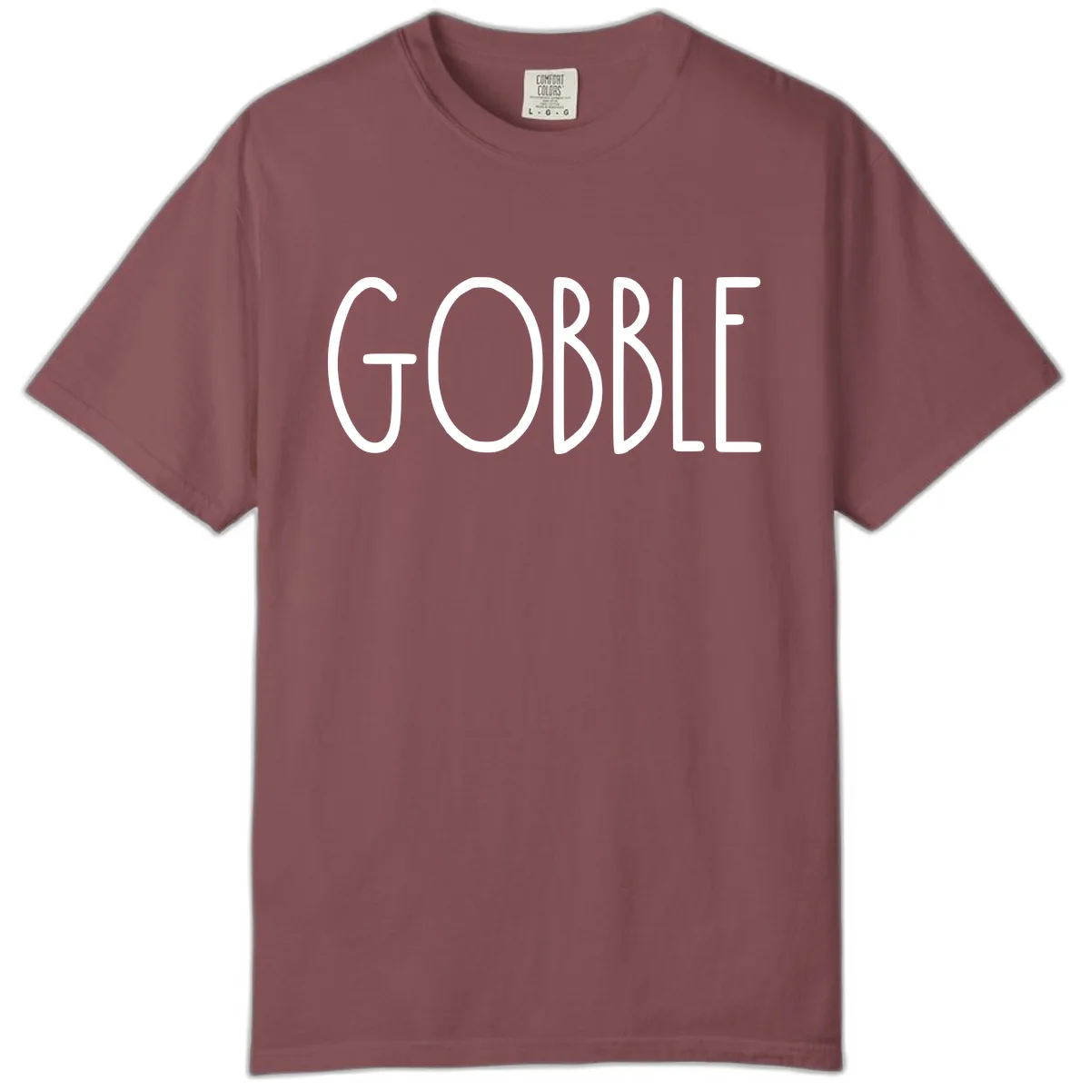 Gobble Funny Thanksgiving Word Comfort Color in Brick