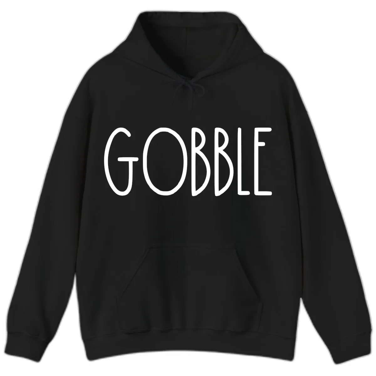 Gobble Funny Thanksgiving Word Hoodie in Black