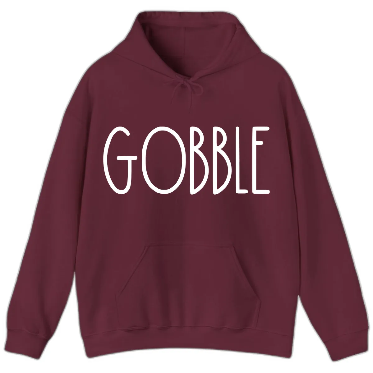 Gobble Funny Thanksgiving Word Hoodie in Maroon