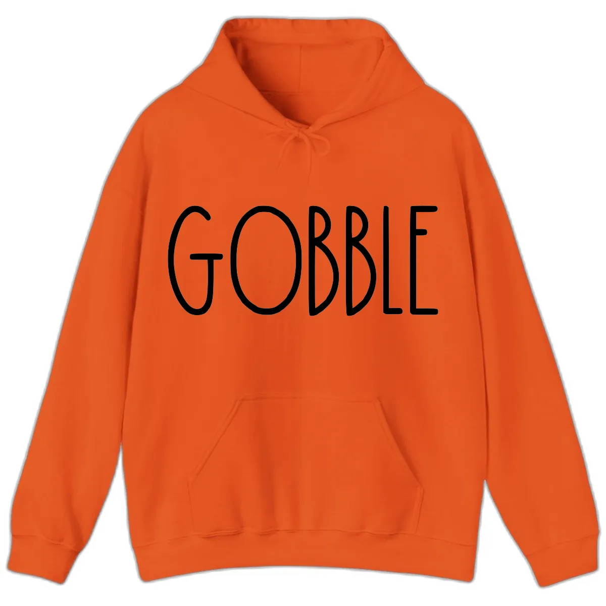 Gobble Funny Thanksgiving Word Hoodie in Orange