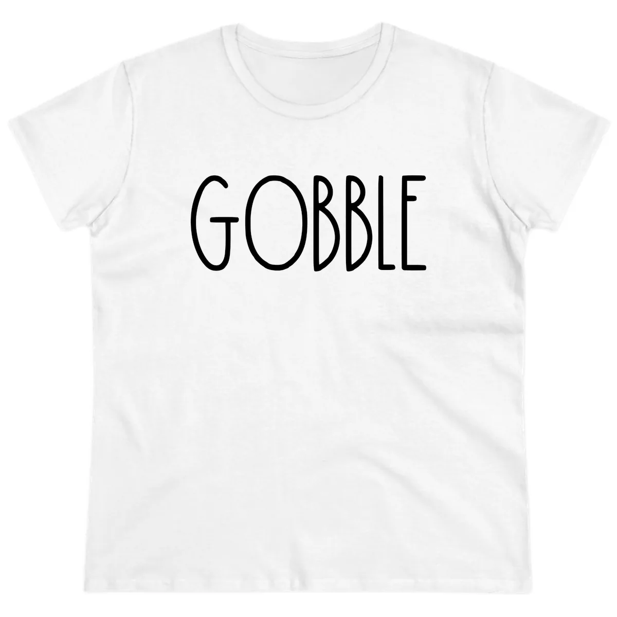 Gobble Funny Thanksgiving Word Ladies Tee in White