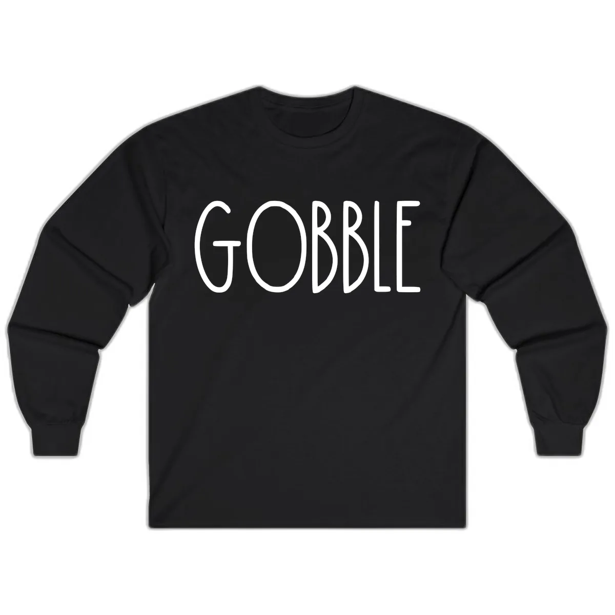 Gobble Funny Thanksgiving Word Long Sleeve in Black
