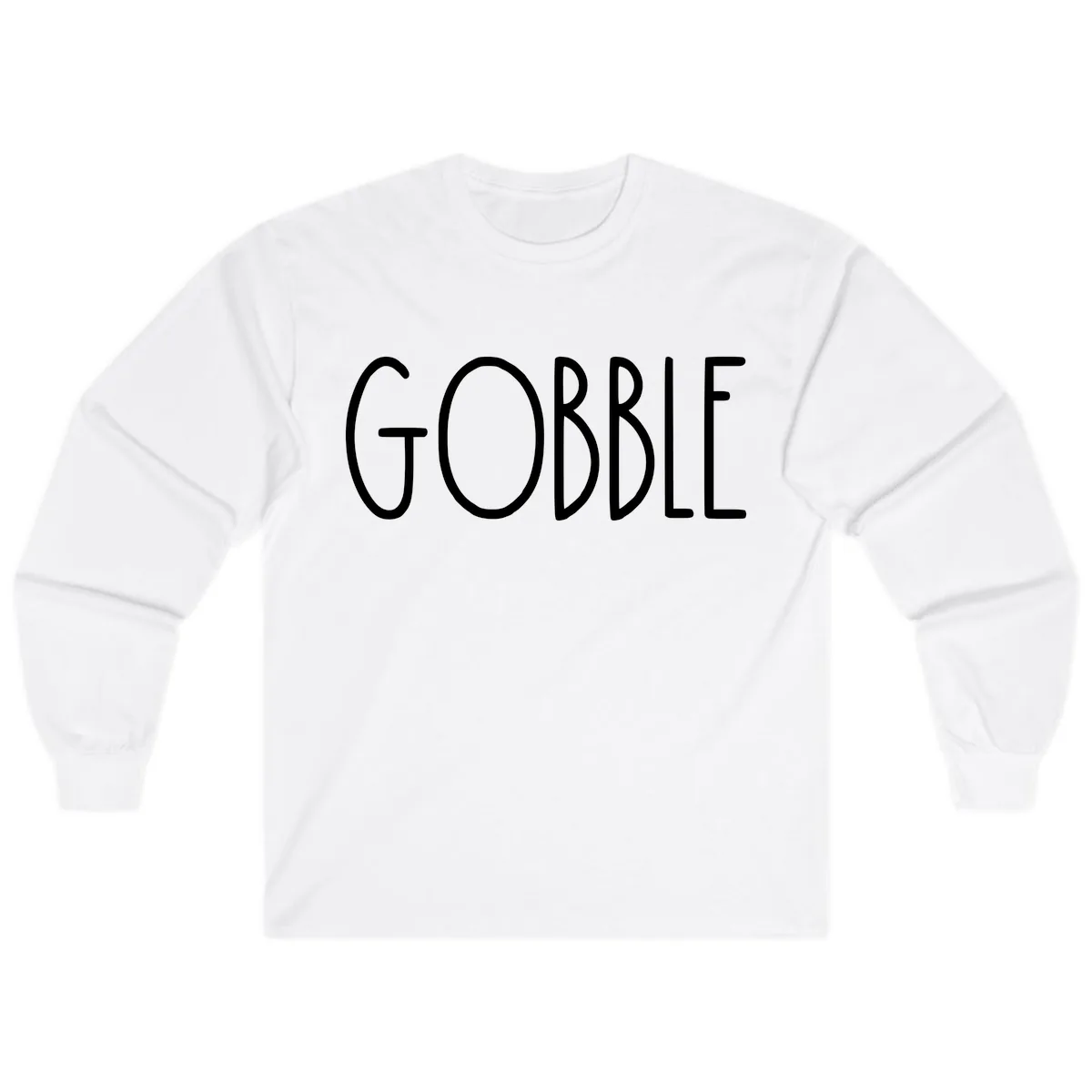 Gobble Funny Thanksgiving Word Long Sleeve in White