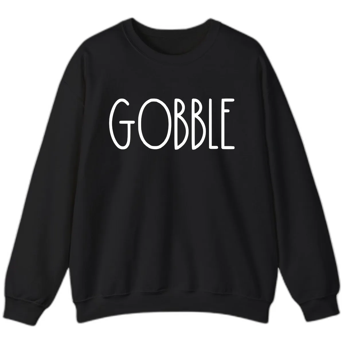 Gobble Funny Thanksgiving Word Sweatshirt in Black