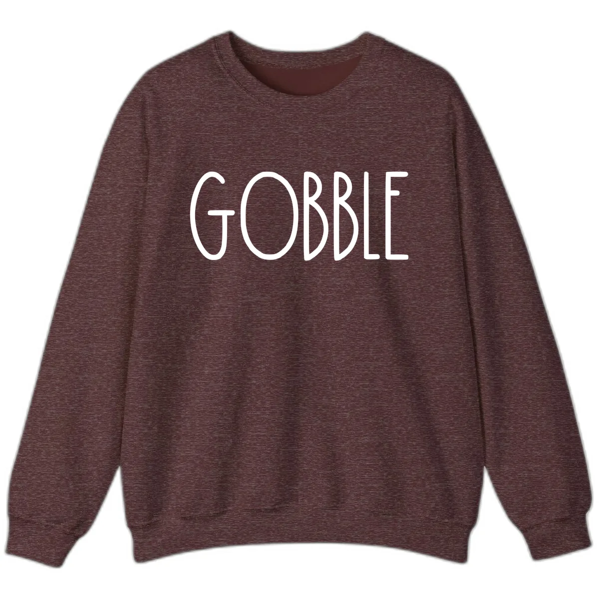 Gobble Funny Thanksgiving Word Sweatshirt in Heather Sport Dark Maroon
