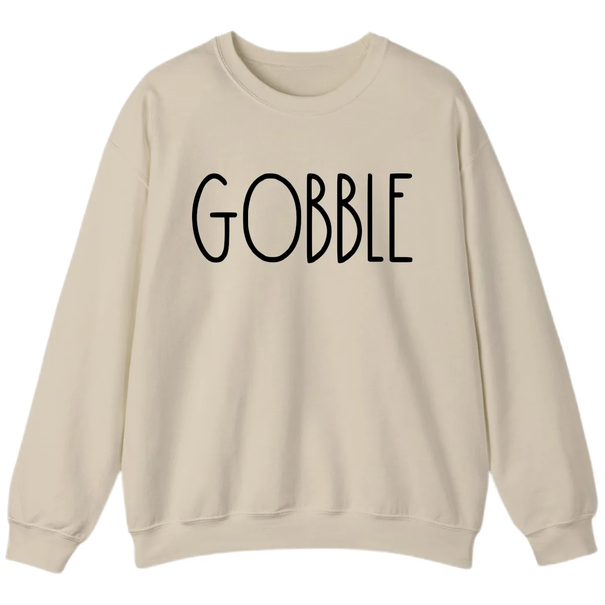 Gobble Funny Thanksgiving Word Sweatshirt in Sand