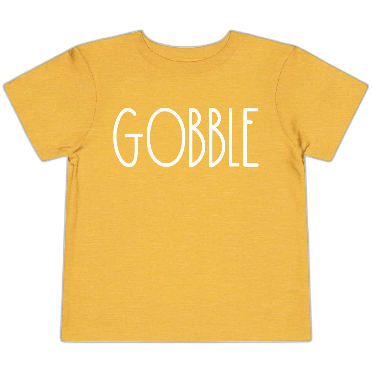Gobble Funny Thanksgiving Word Toddler T-Shirt in Heather Yellow Gold