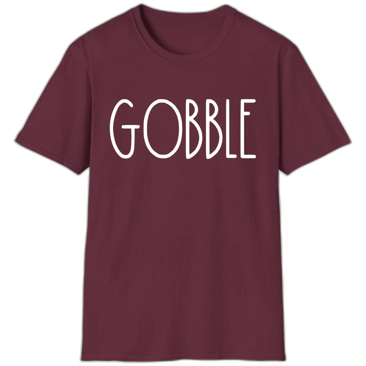 Gobble Funny Thanksgiving Word T-Shirt in Maroon