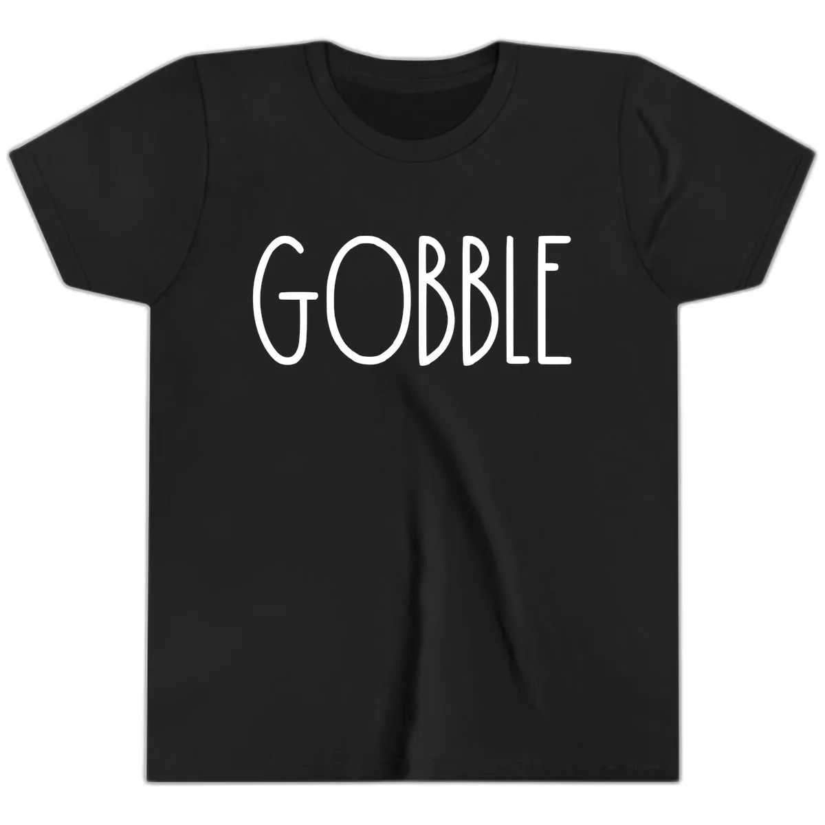 Gobble Funny Thanksgiving Word Youth T-Shirt in Black