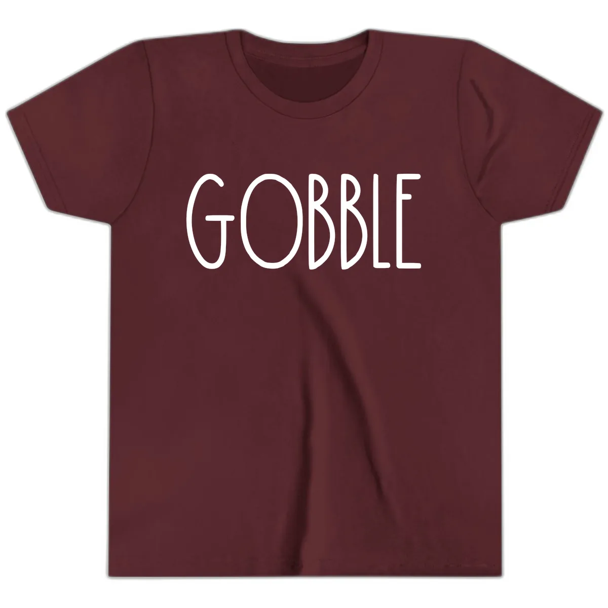 Gobble Funny Thanksgiving Word Youth T-Shirt in Maroon