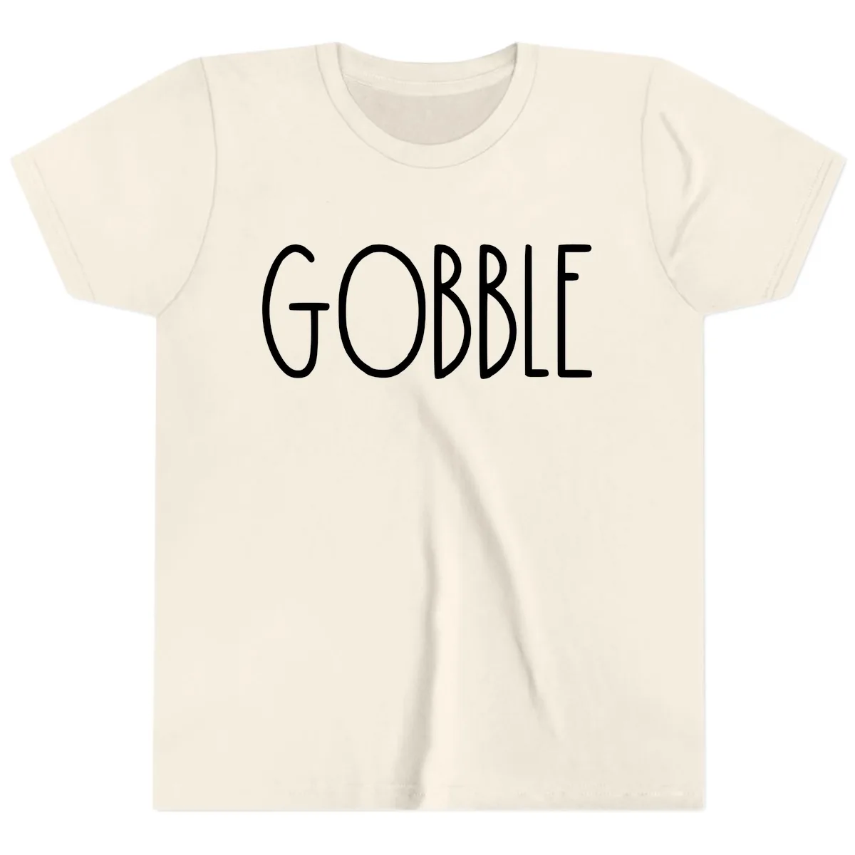 Gobble Funny Thanksgiving Word Youth T-Shirt in Natural